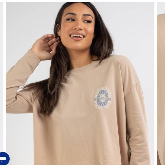 Quiksilver Oversized Crop Graphic Long Sleeve Tee in Pebble - Picture 2 of 10